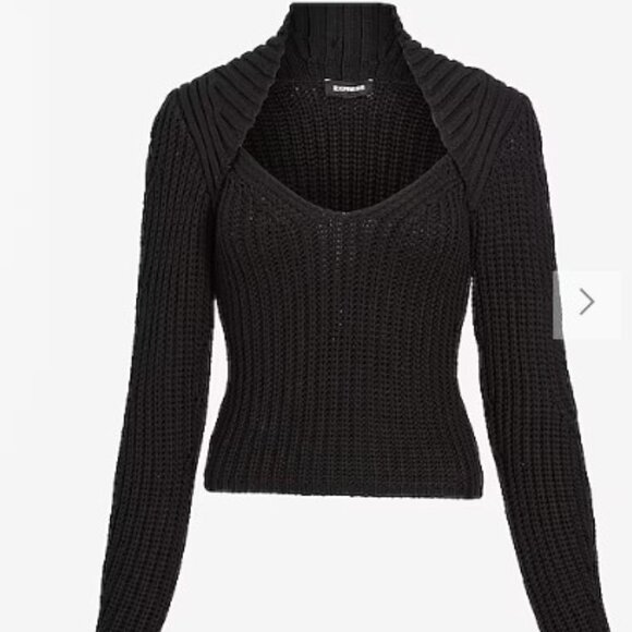 Express Ribbed Scoop Neck Long Sleeve Sweater - Picture 1 of 7